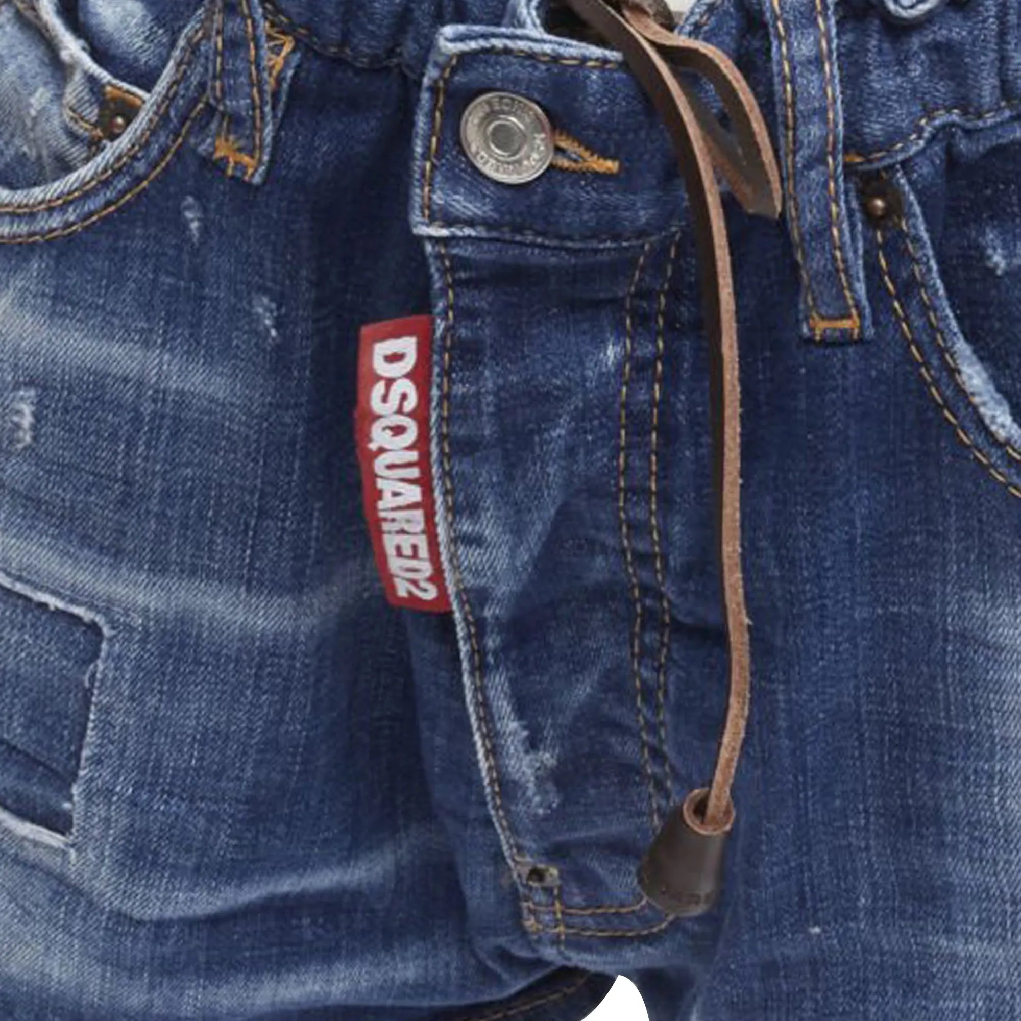 Dsquared2 logo tag drawstring paperbag bloomer denim shorts hot