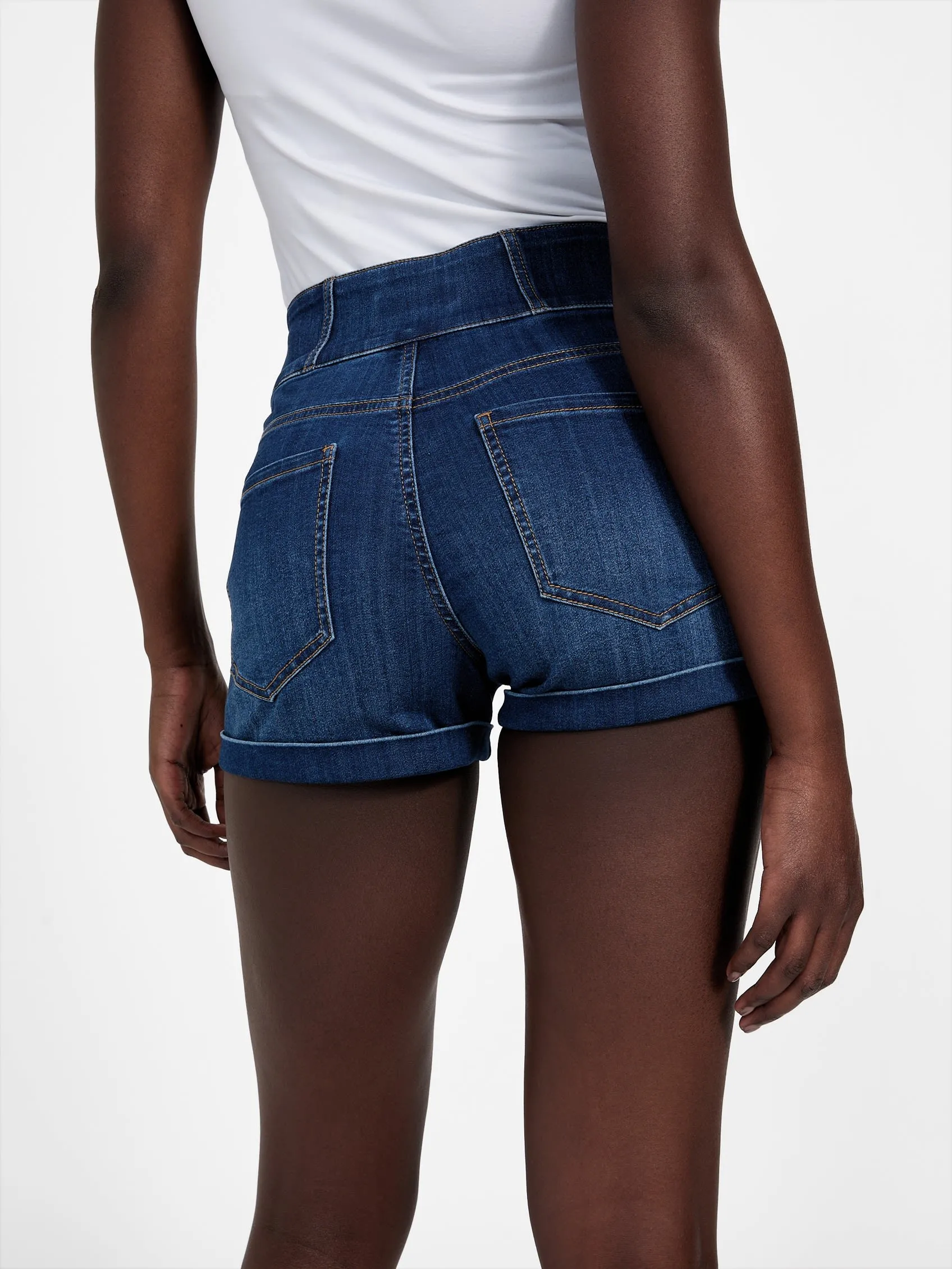 Eco Milan High-Rise Denim Corset Shorts