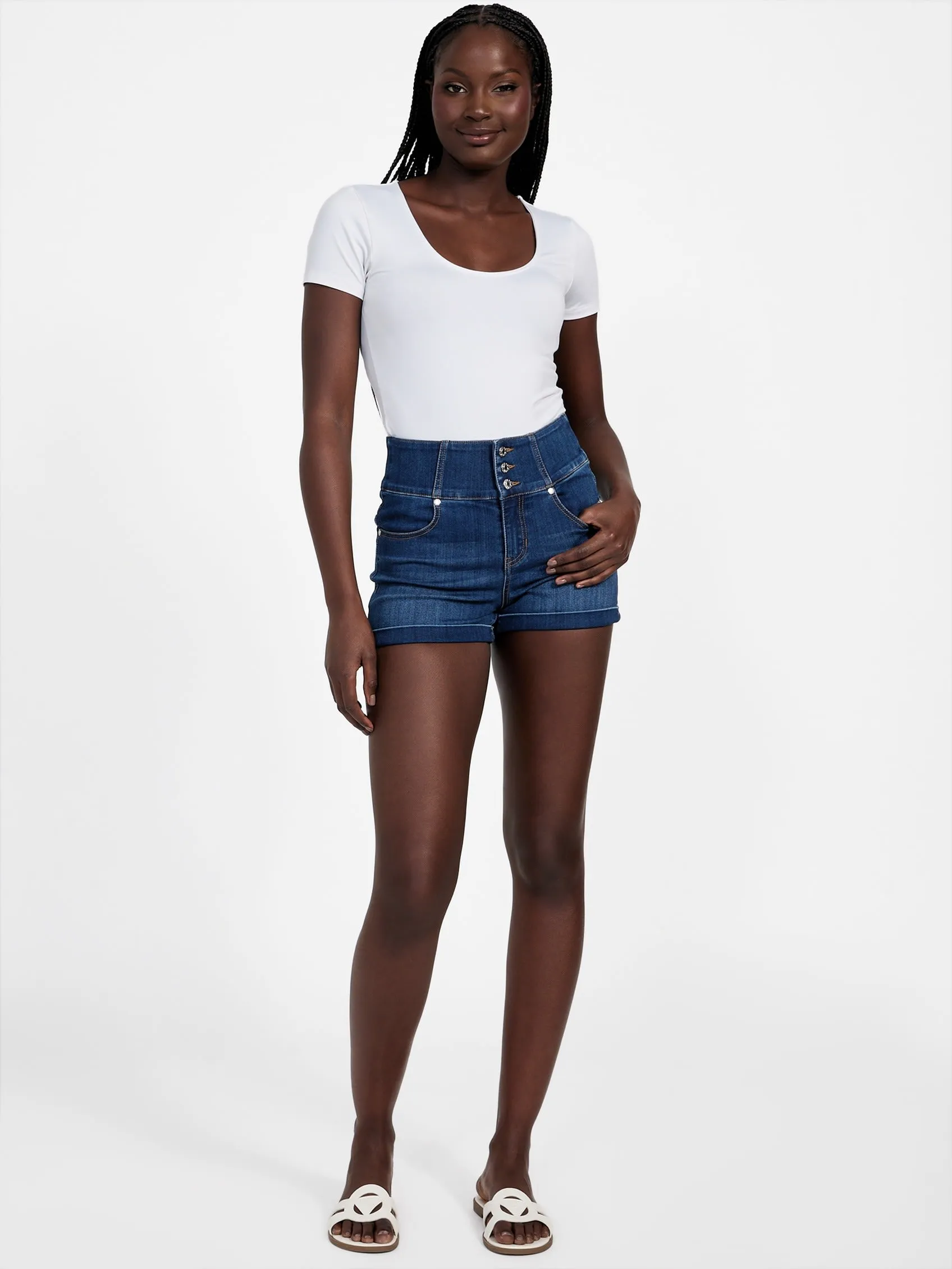 Eco Milan High-Rise Denim Corset Shorts