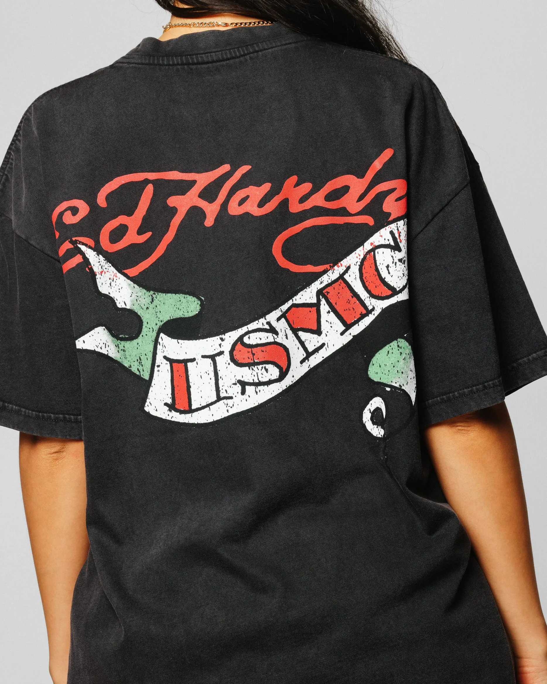 Ed Hardy Born To Lose T-Shirt Black Acidwash