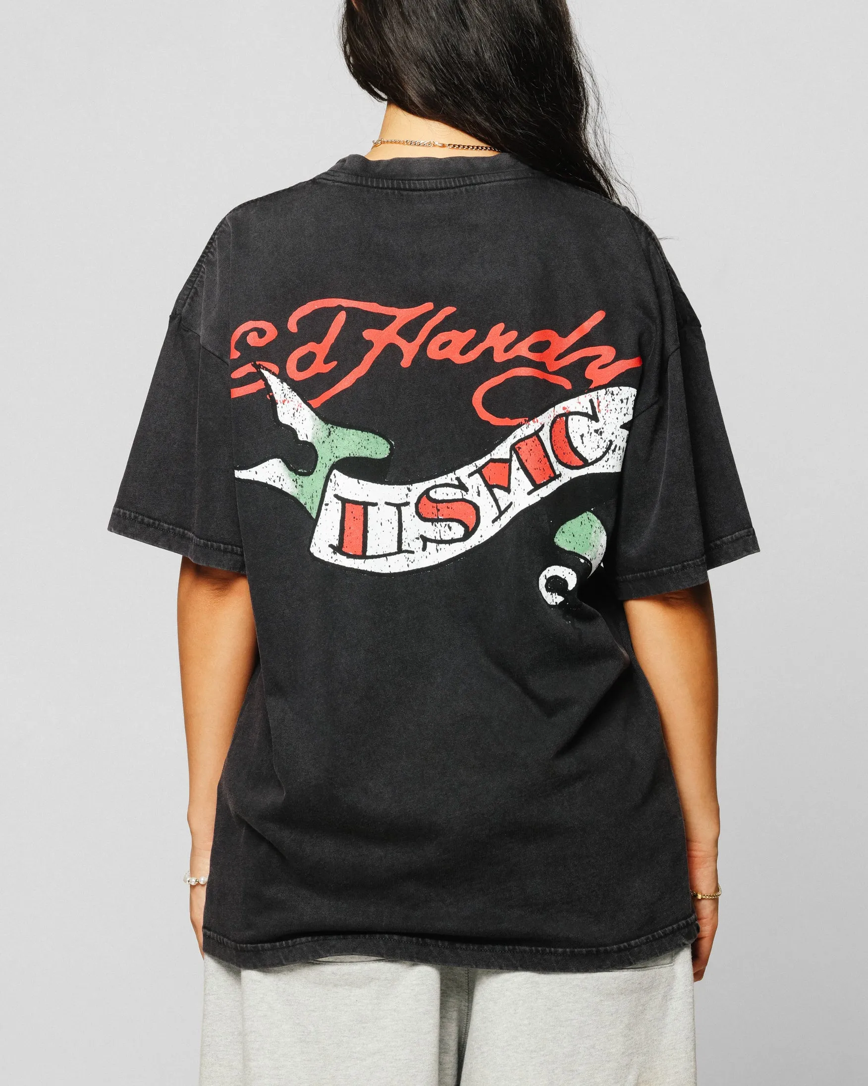 Ed Hardy Born To Lose T-Shirt Black Acidwash