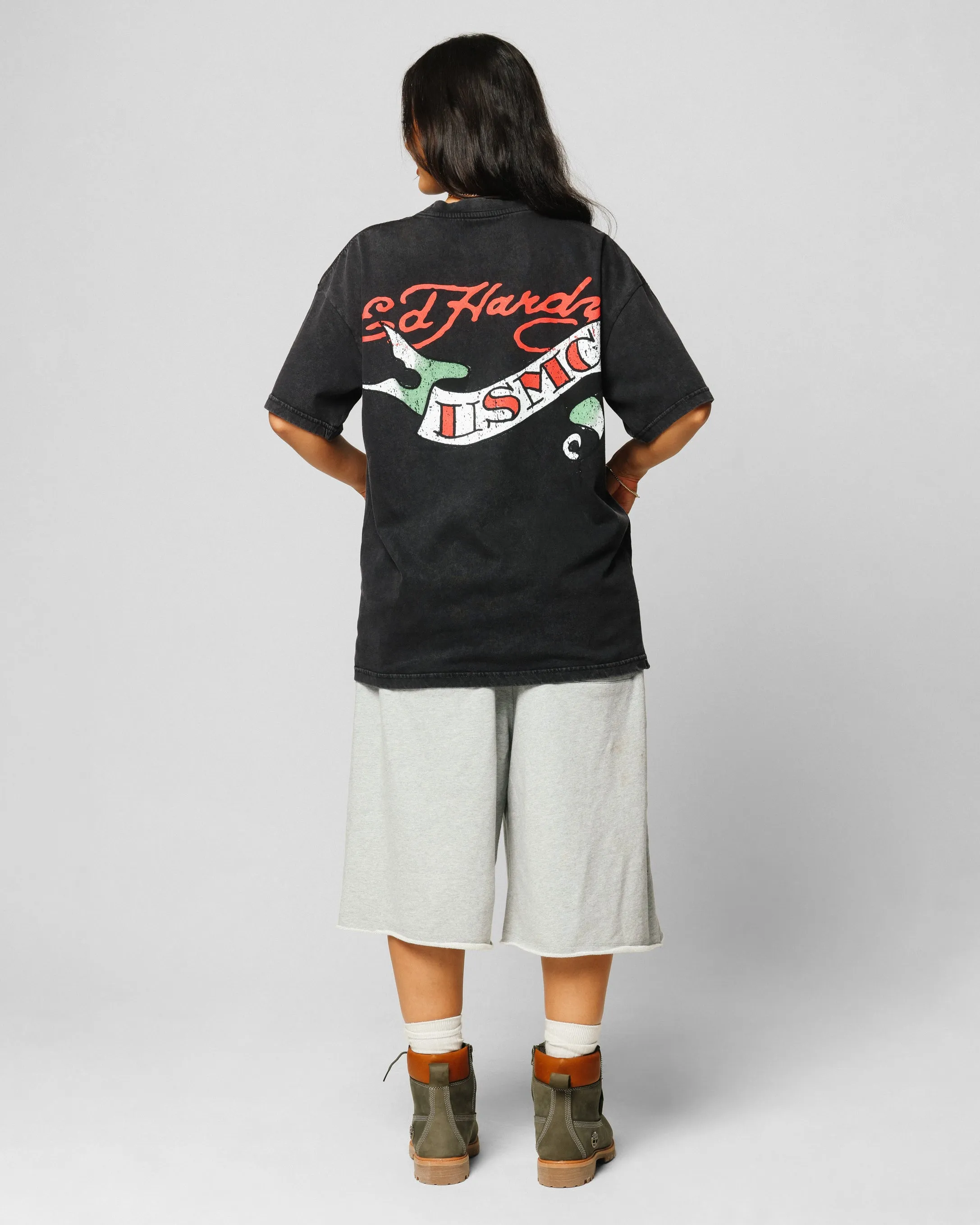 Ed Hardy Born To Lose T-Shirt Black Acidwash