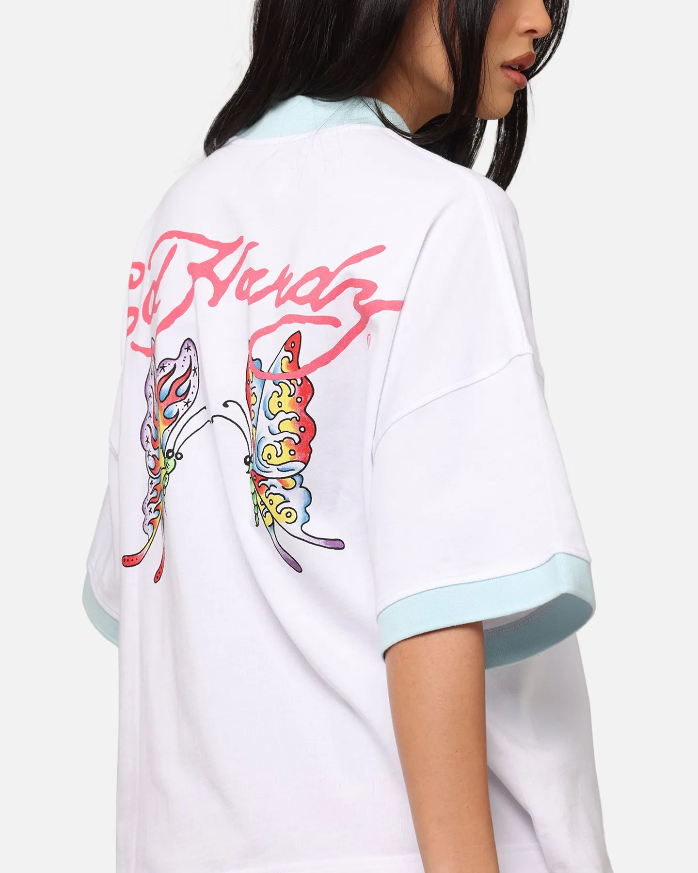 Ed Hardy Butterfly Ringer T-Shirt White