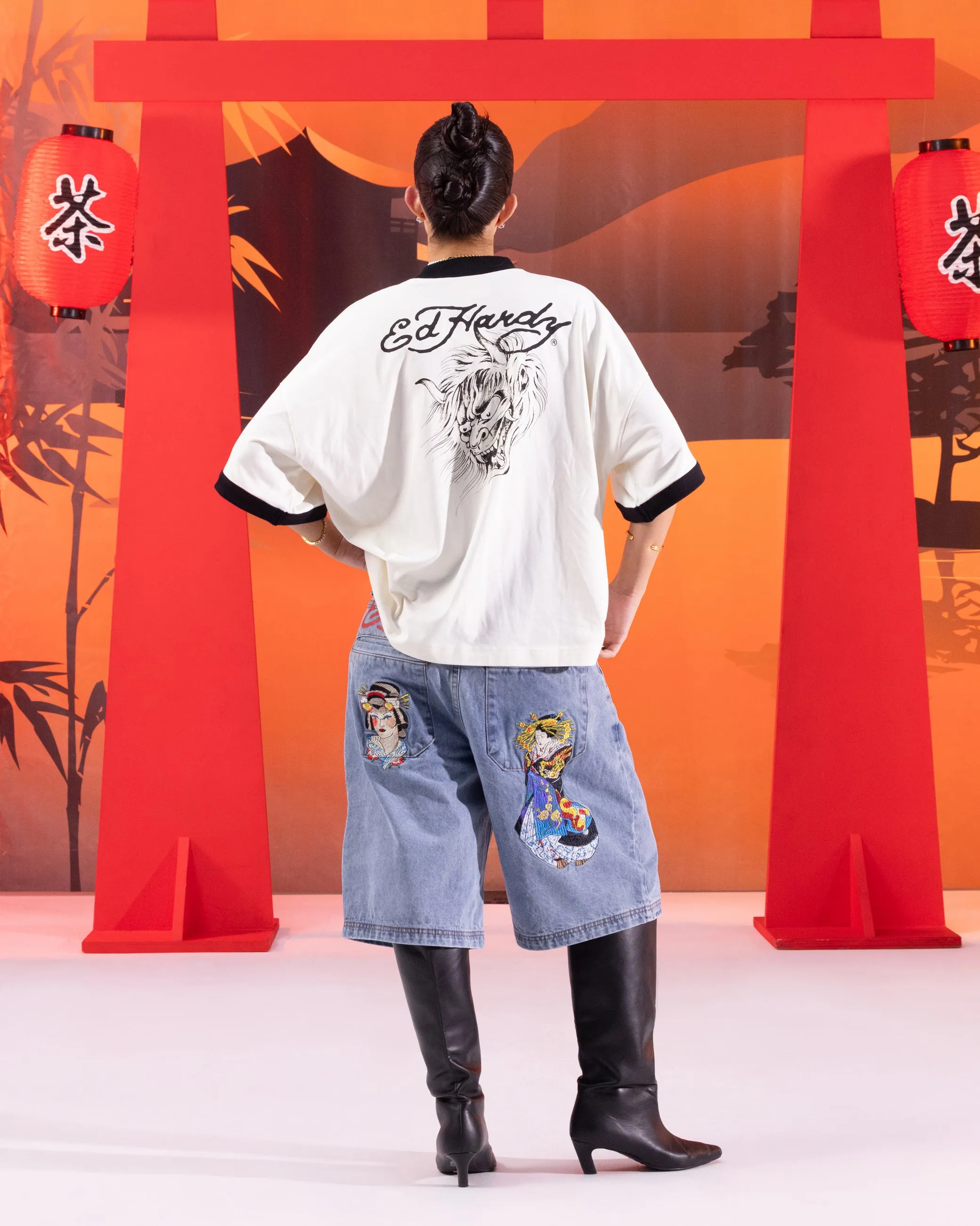 Ed Hardy Devil Ringer T-Shirt Off White