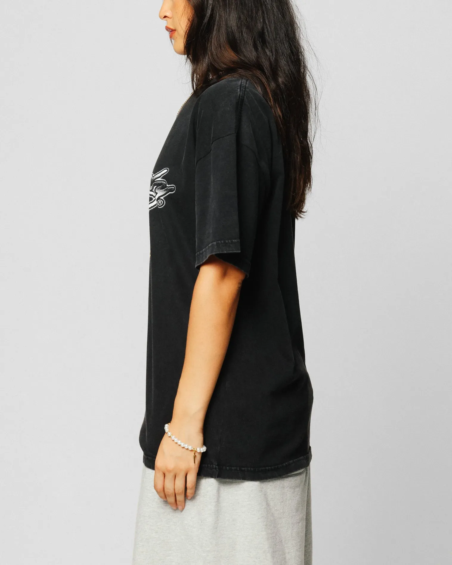 Ed Hardy Dragon Logo T-Shirt Black Acidwash