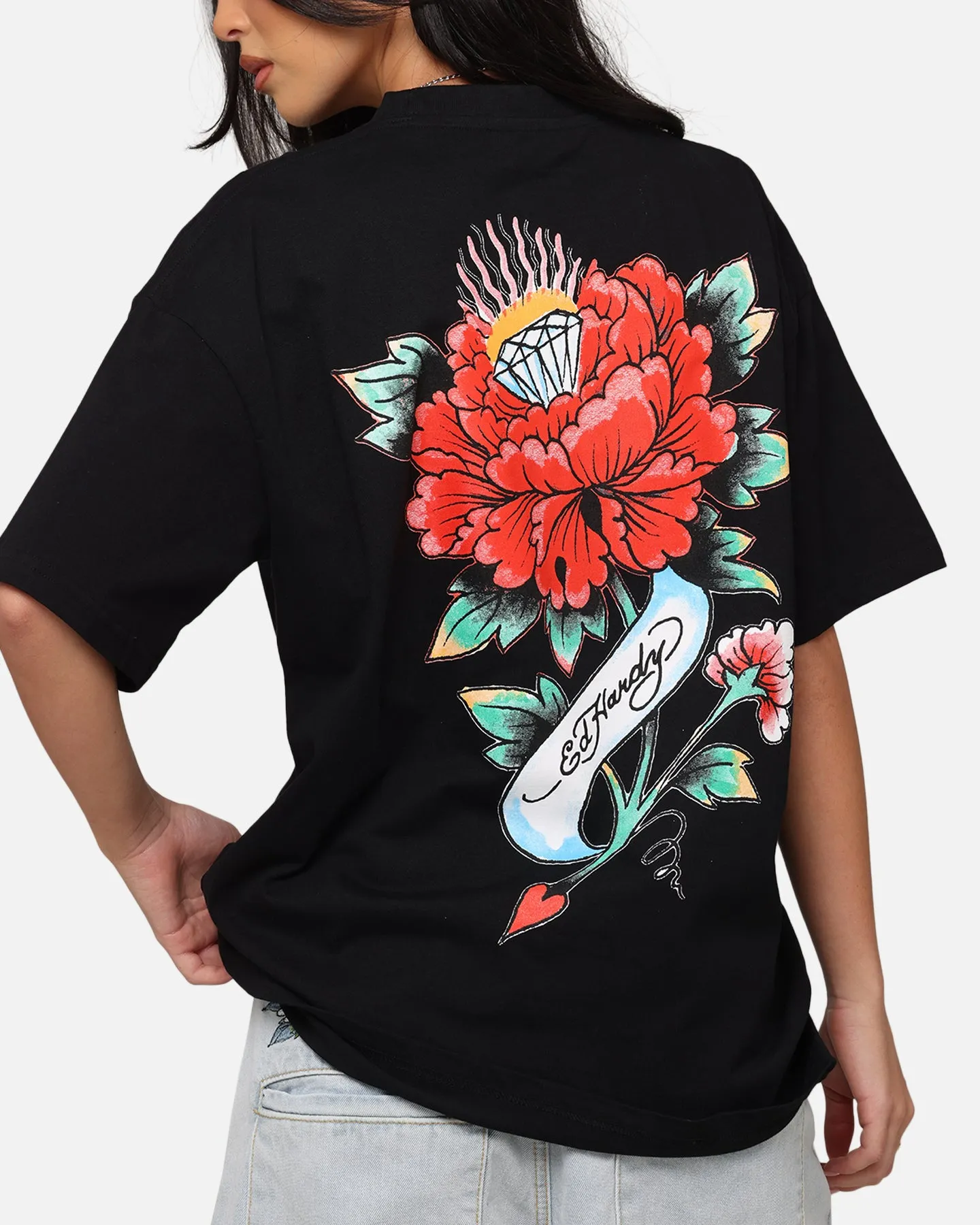 Ed Hardy Flourish Script T-Shirt Black