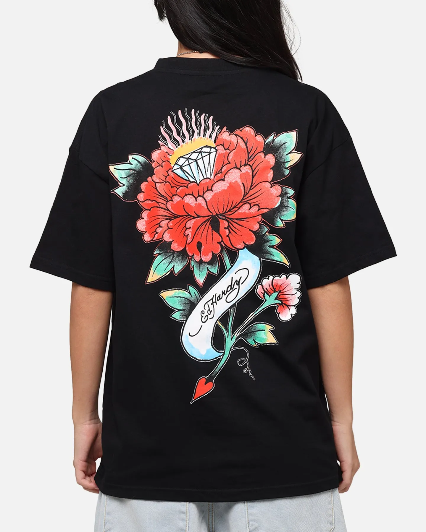 Ed Hardy Flourish Script T-Shirt Black