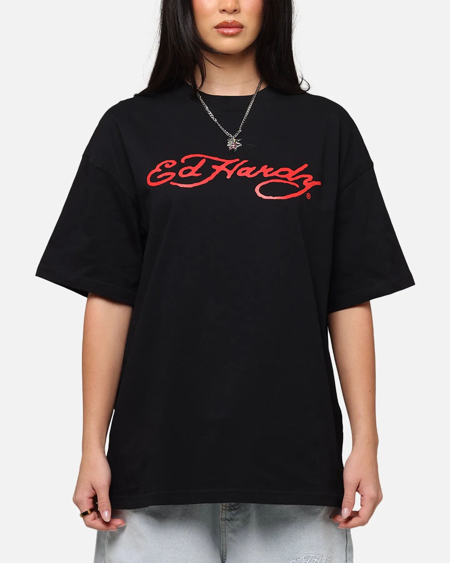 Ed Hardy Flourish Script T-Shirt Black