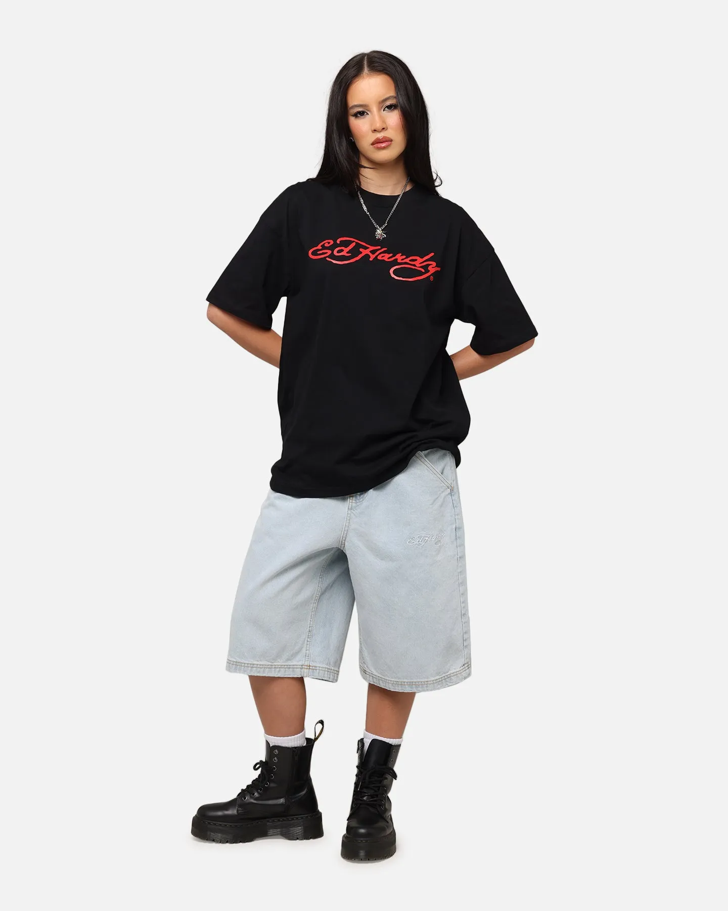 Ed Hardy Flourish Script T-Shirt Black