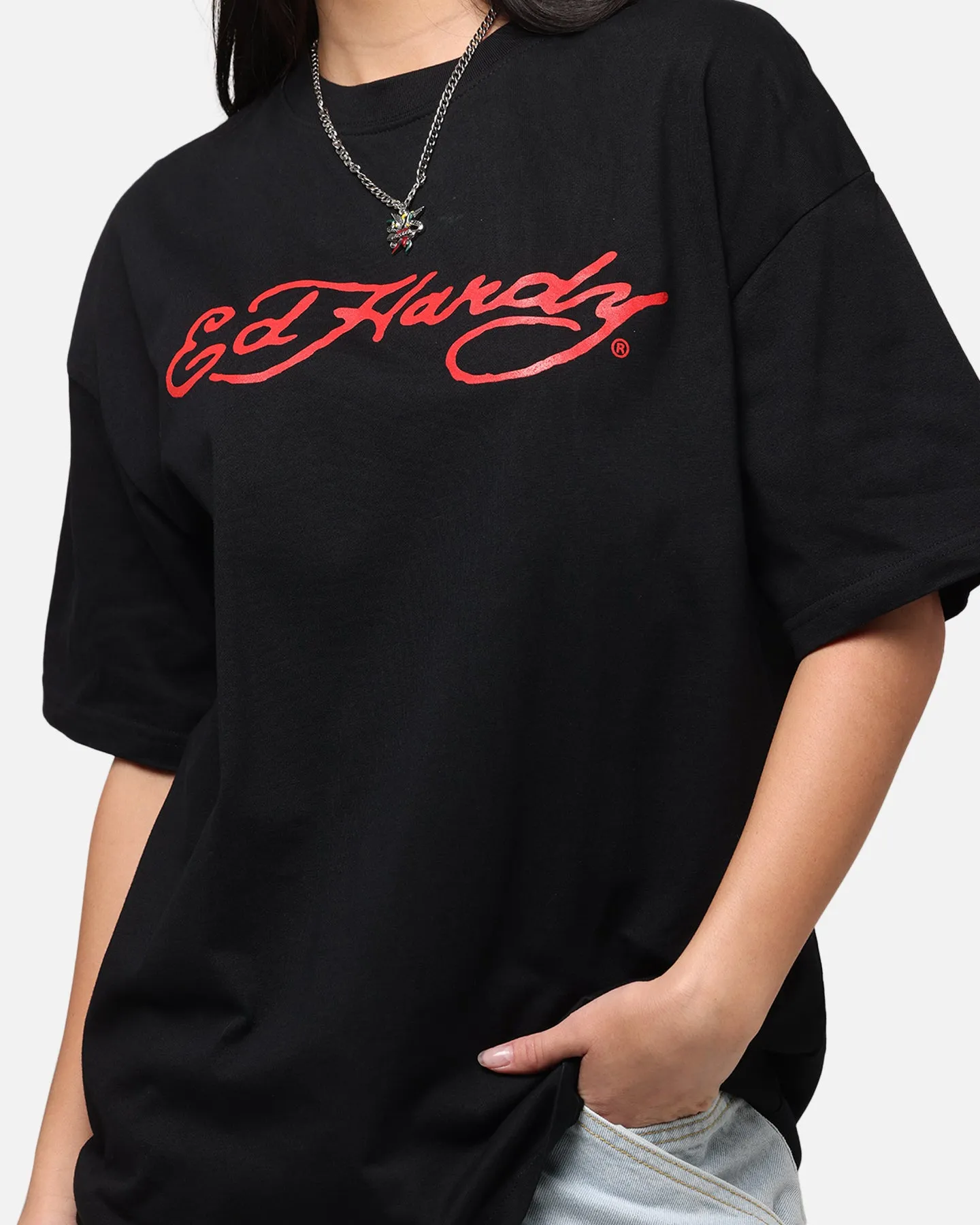 Ed Hardy Flourish Script T-Shirt Black