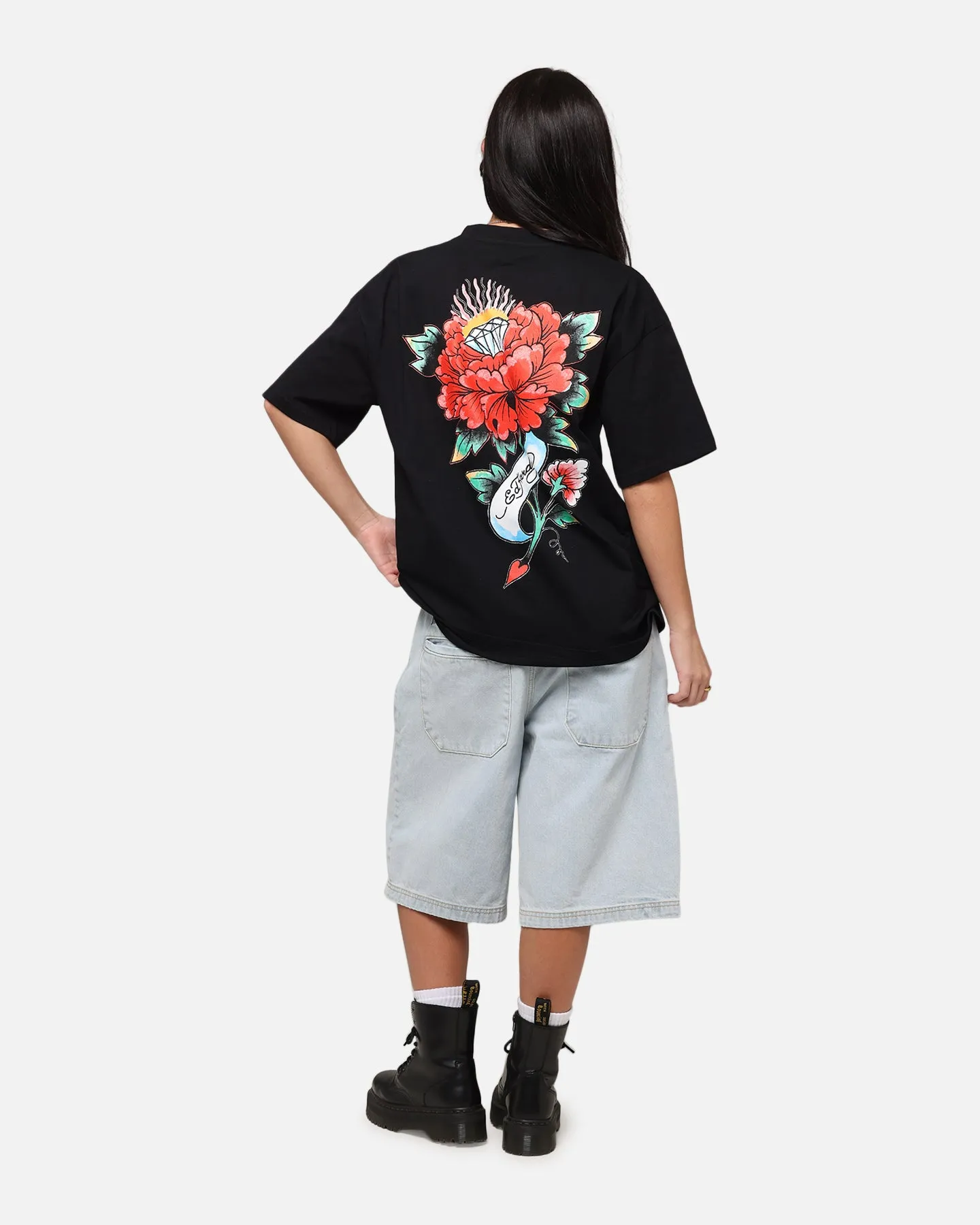 Ed Hardy Flourish Script T-Shirt Black