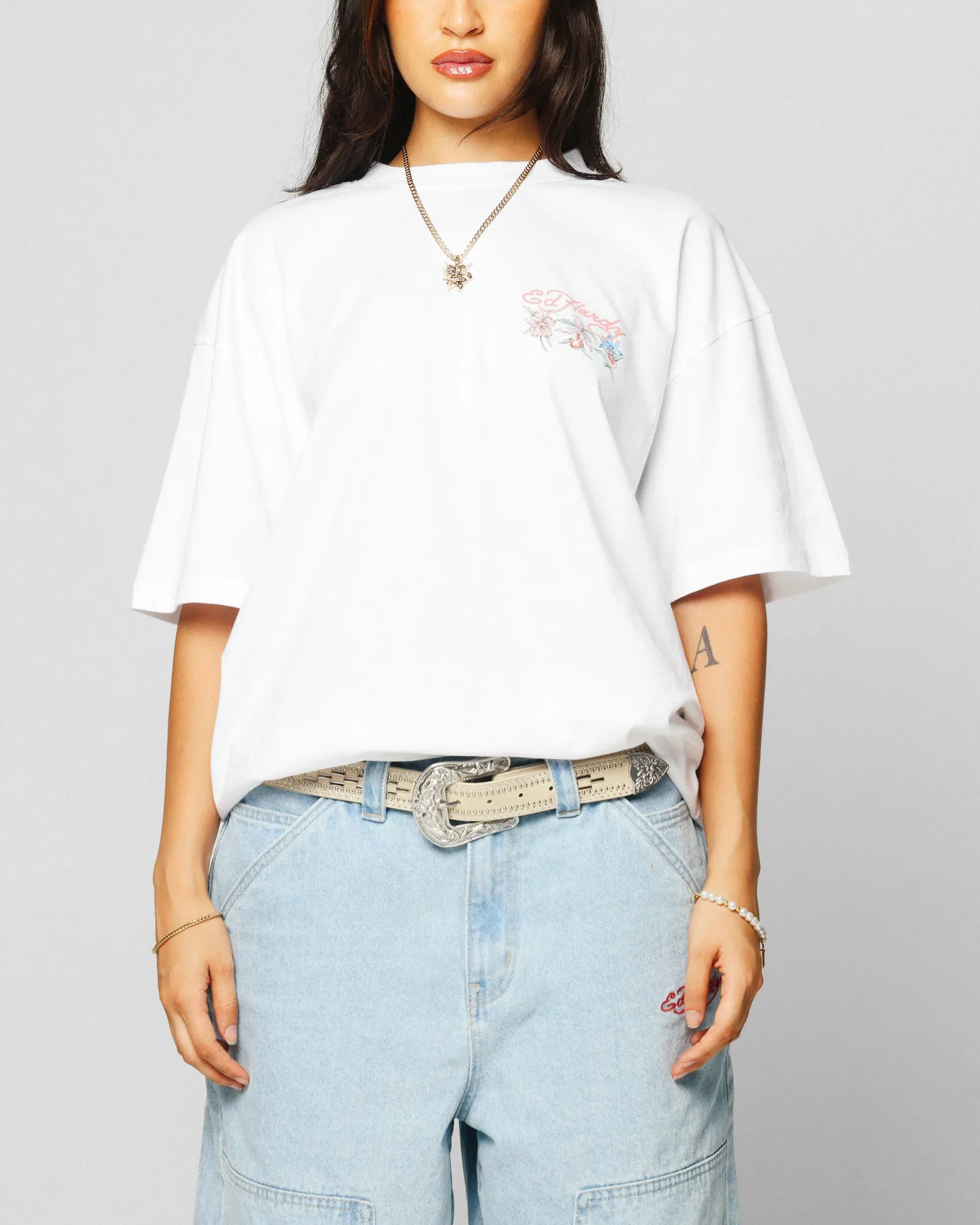 Ed Hardy Flowers T-Shirt White