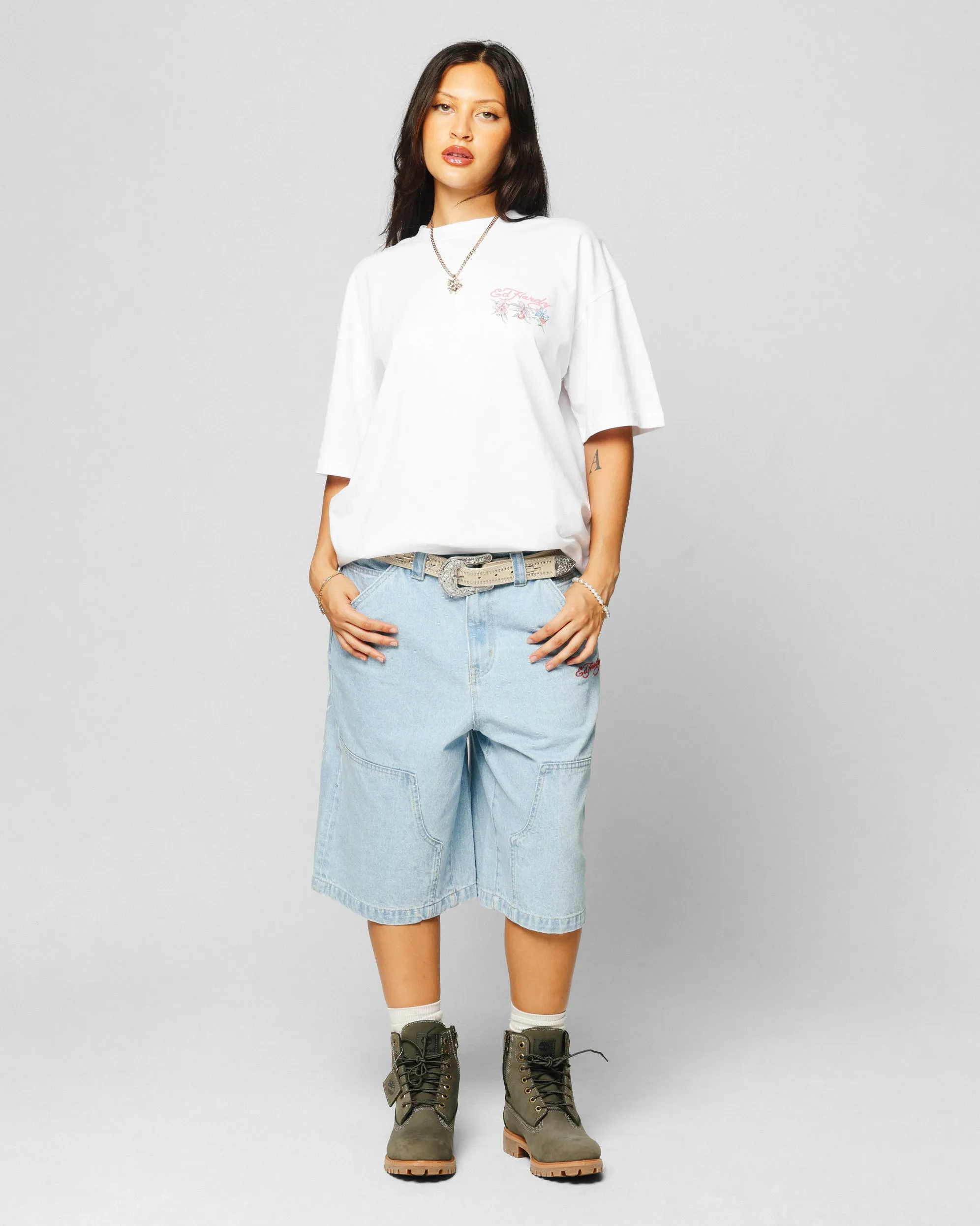 Ed Hardy Flowers T-Shirt White