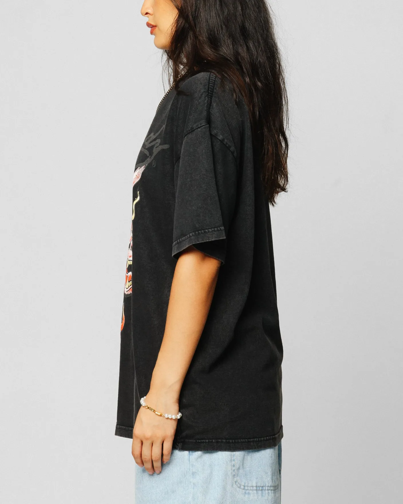 Ed Hardy Horns T-Shirt Black Acidwash