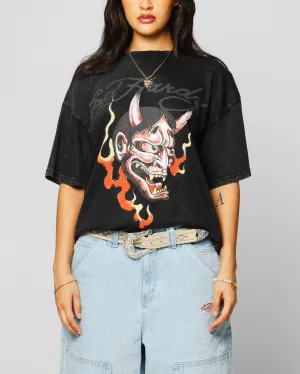 Ed Hardy Horns T-Shirt Black Acidwash