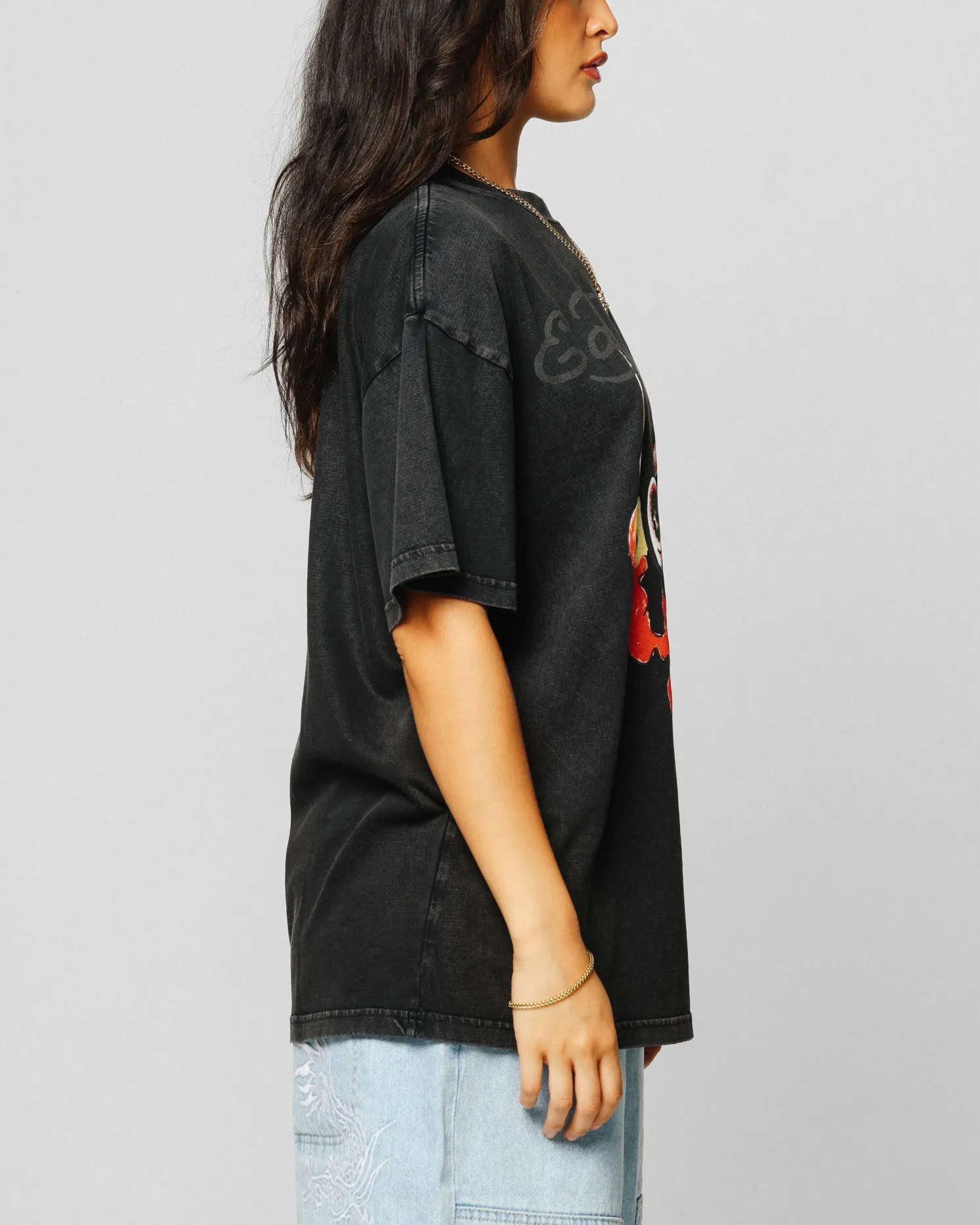 Ed Hardy Horns T-Shirt Black Acidwash