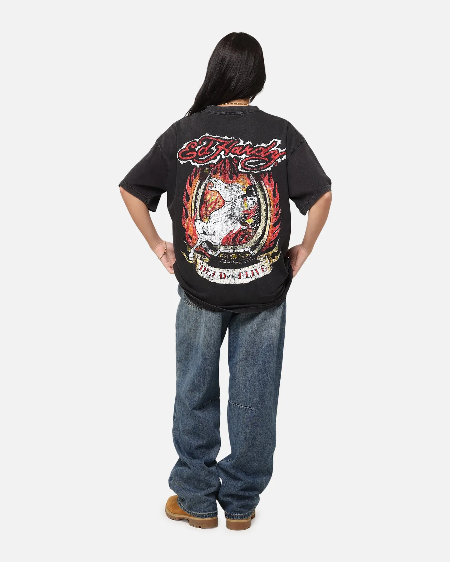 Ed Hardy Horse Power Vintage T-Shirt Black Acidwash