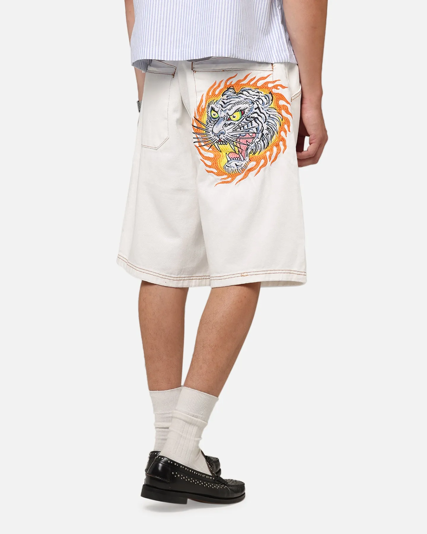 Ed Hardy Tiger Jorts Off White