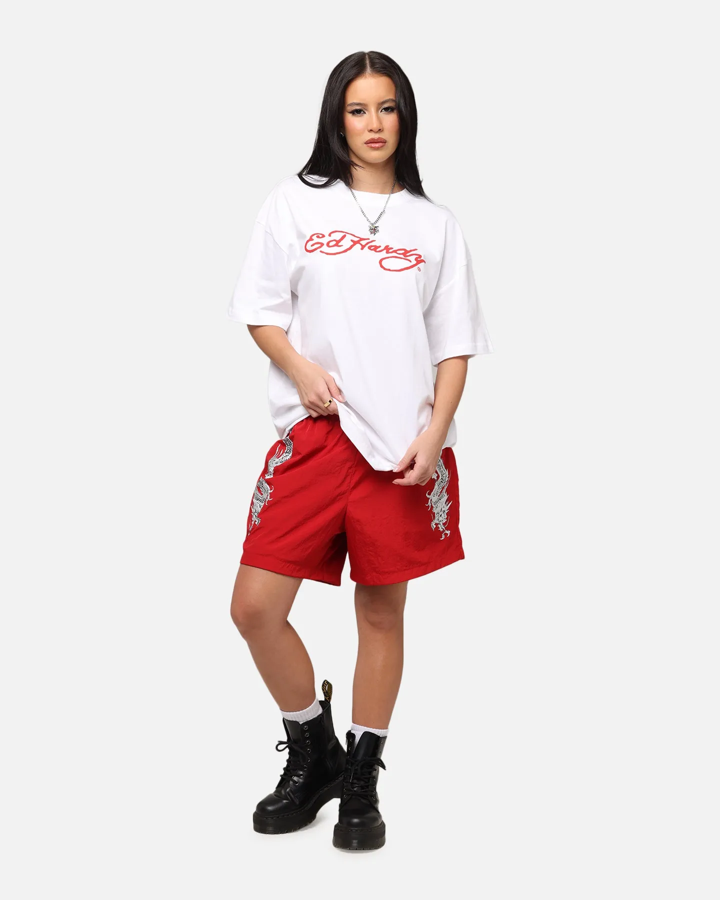 Ed Hardy Tribal Dragon Shorts Red