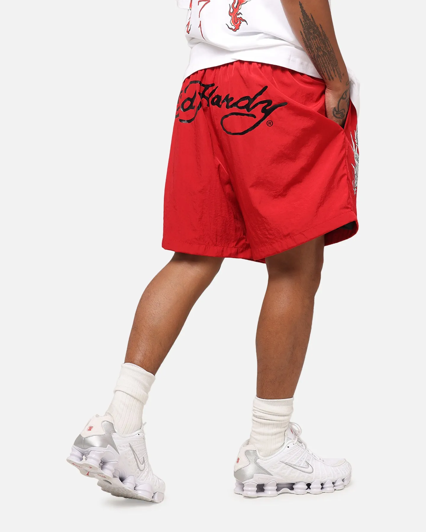 Ed Hardy Tribal Dragon Shorts Red