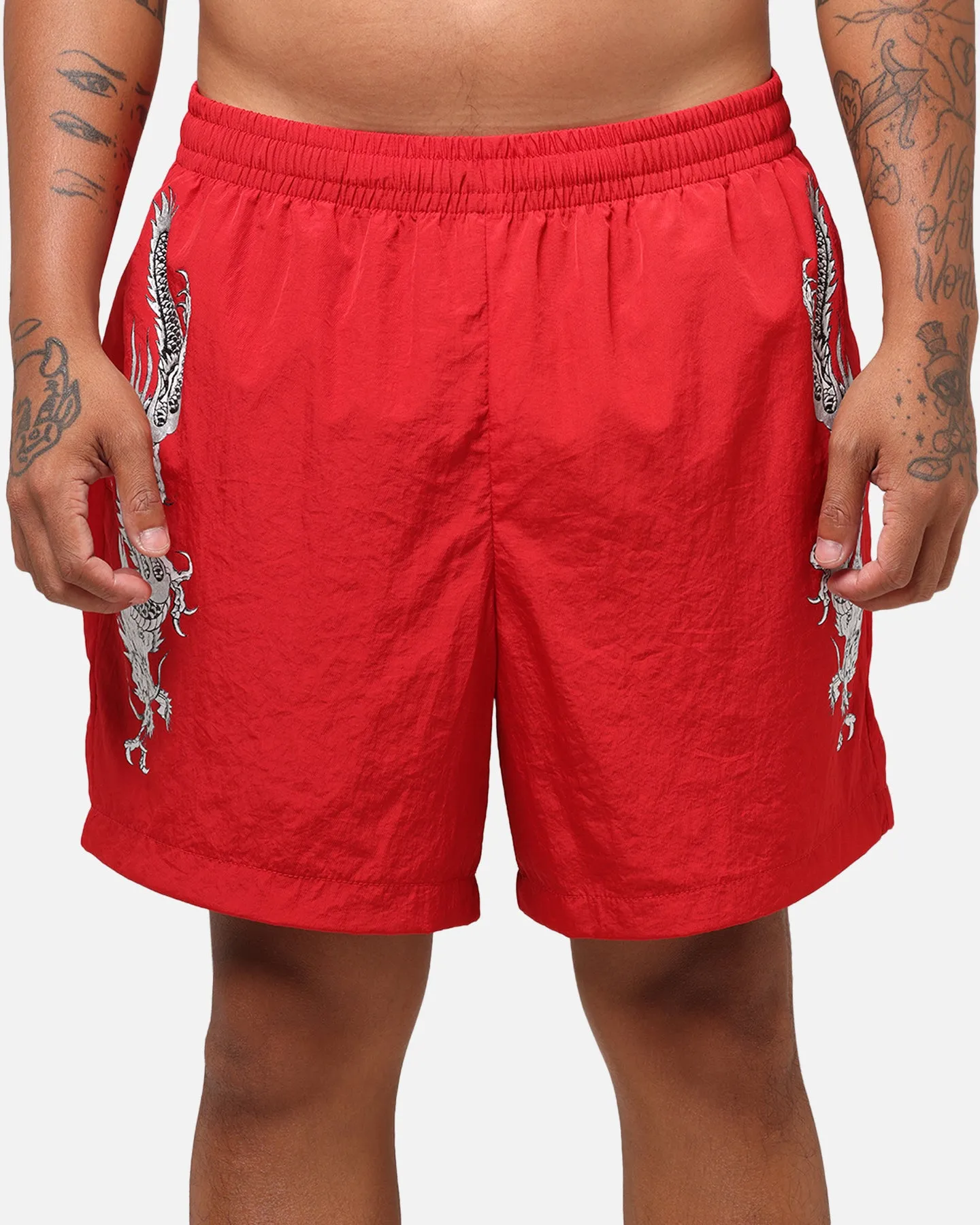 Ed Hardy Tribal Dragon Shorts Red