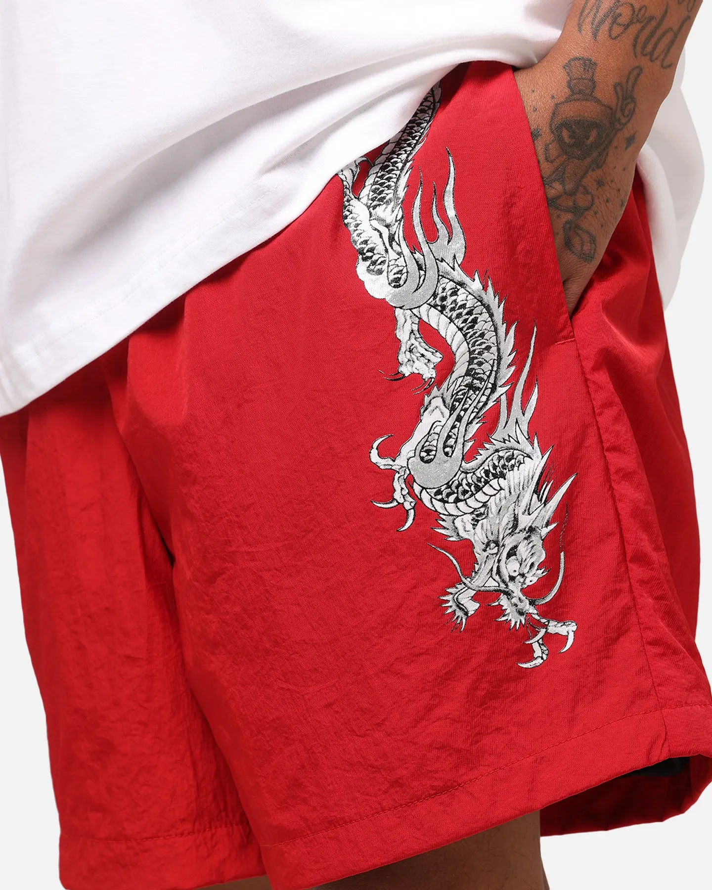 Ed Hardy Tribal Dragon Shorts Red