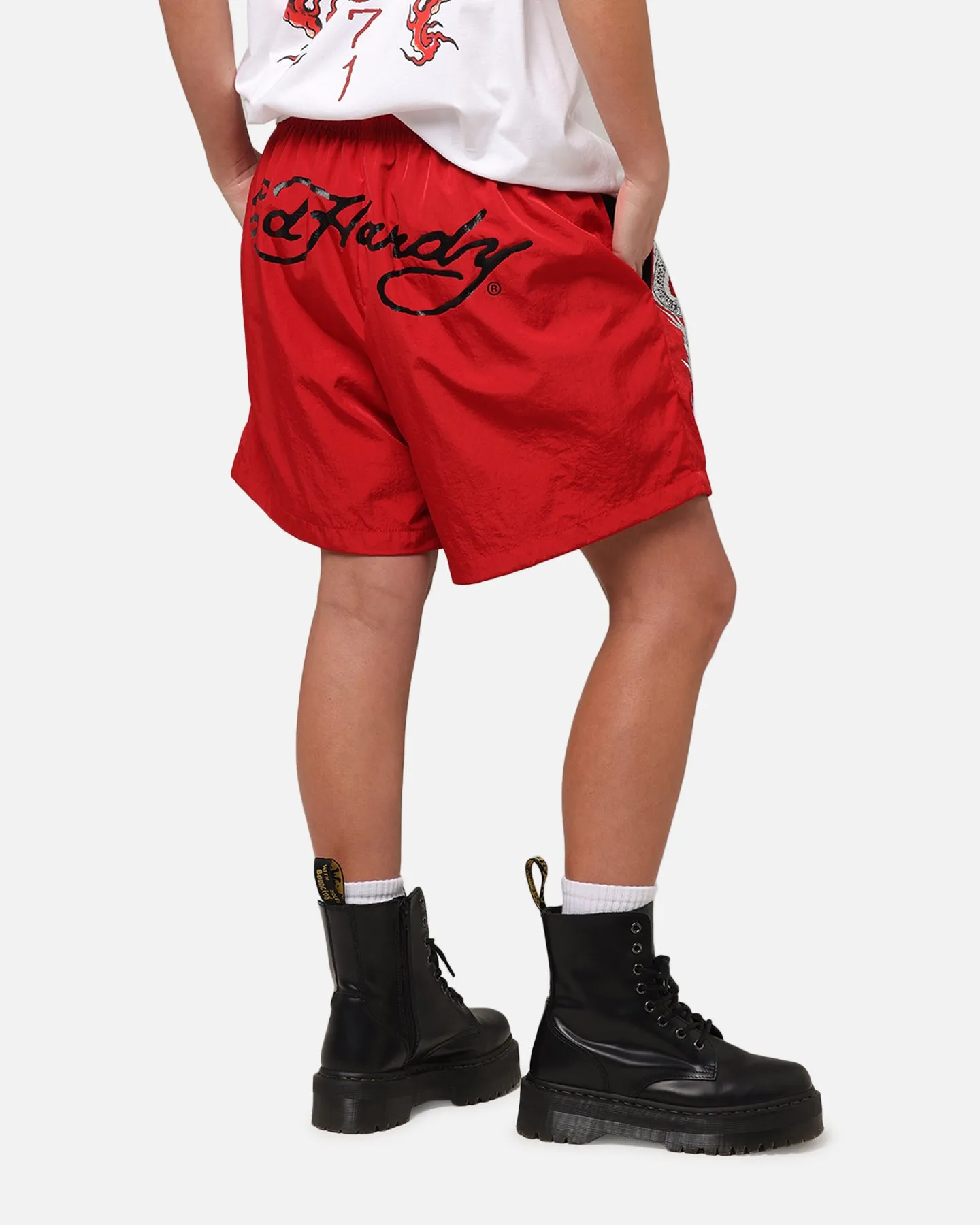 Ed Hardy Tribal Dragon Shorts Red