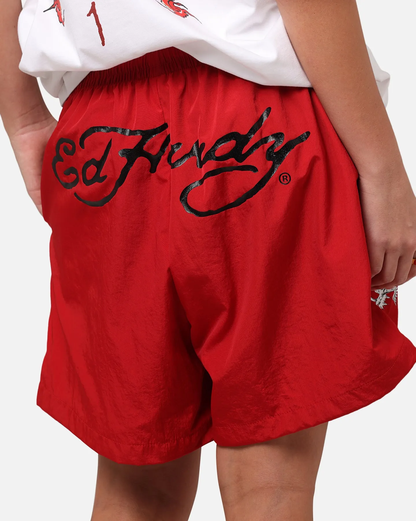 Ed Hardy Tribal Dragon Shorts Red