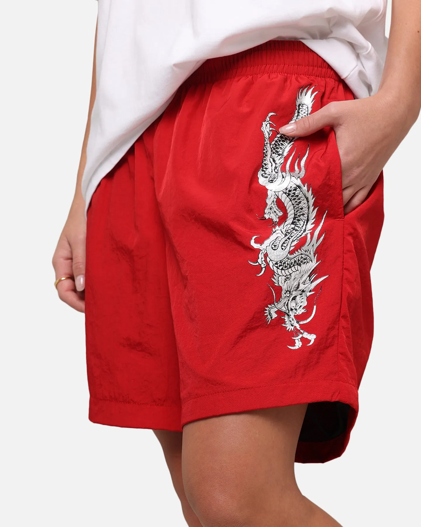 Ed Hardy Tribal Dragon Shorts Red