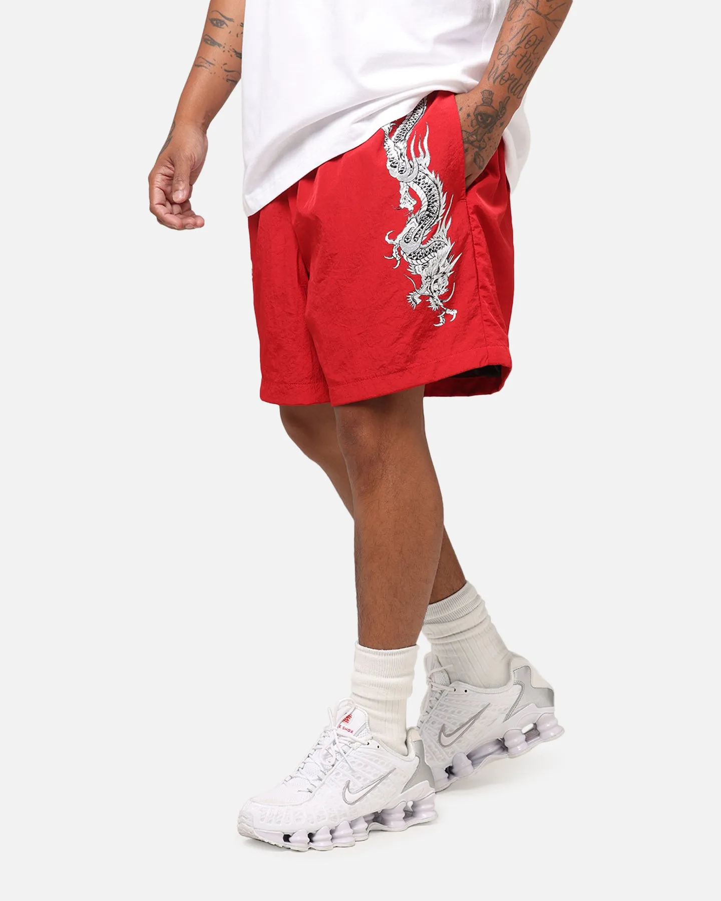 Ed Hardy Tribal Dragon Shorts Red