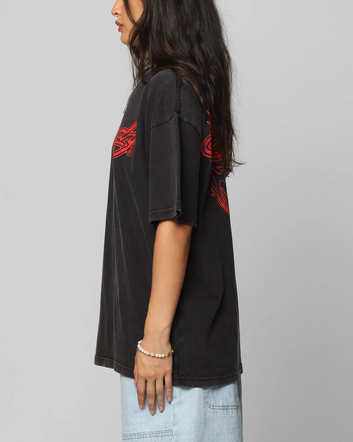 Ed Hardy Tribal T-Shirt Black Acidwash