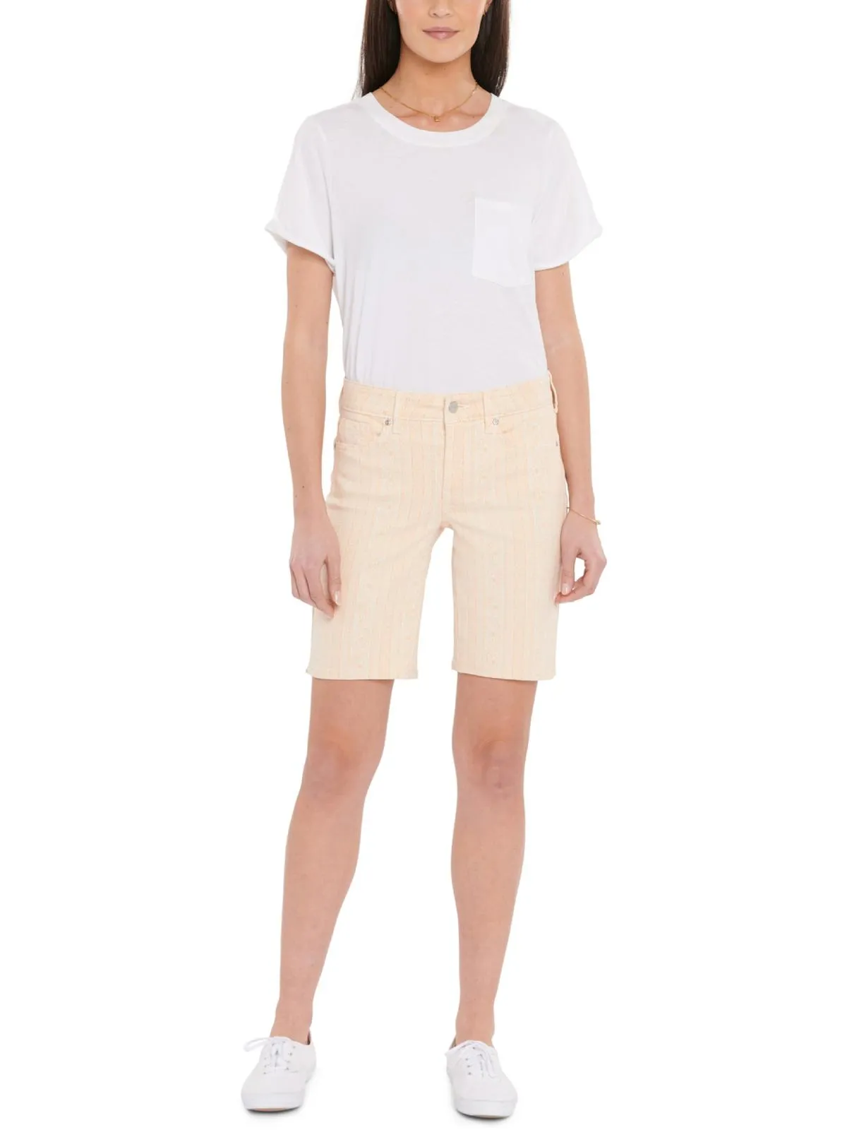 Ella Womens Knit Midi Denim Shorts