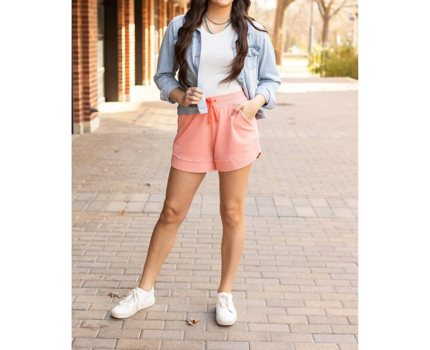 Emelia Terry Cloth Shorts In Pastel Orange