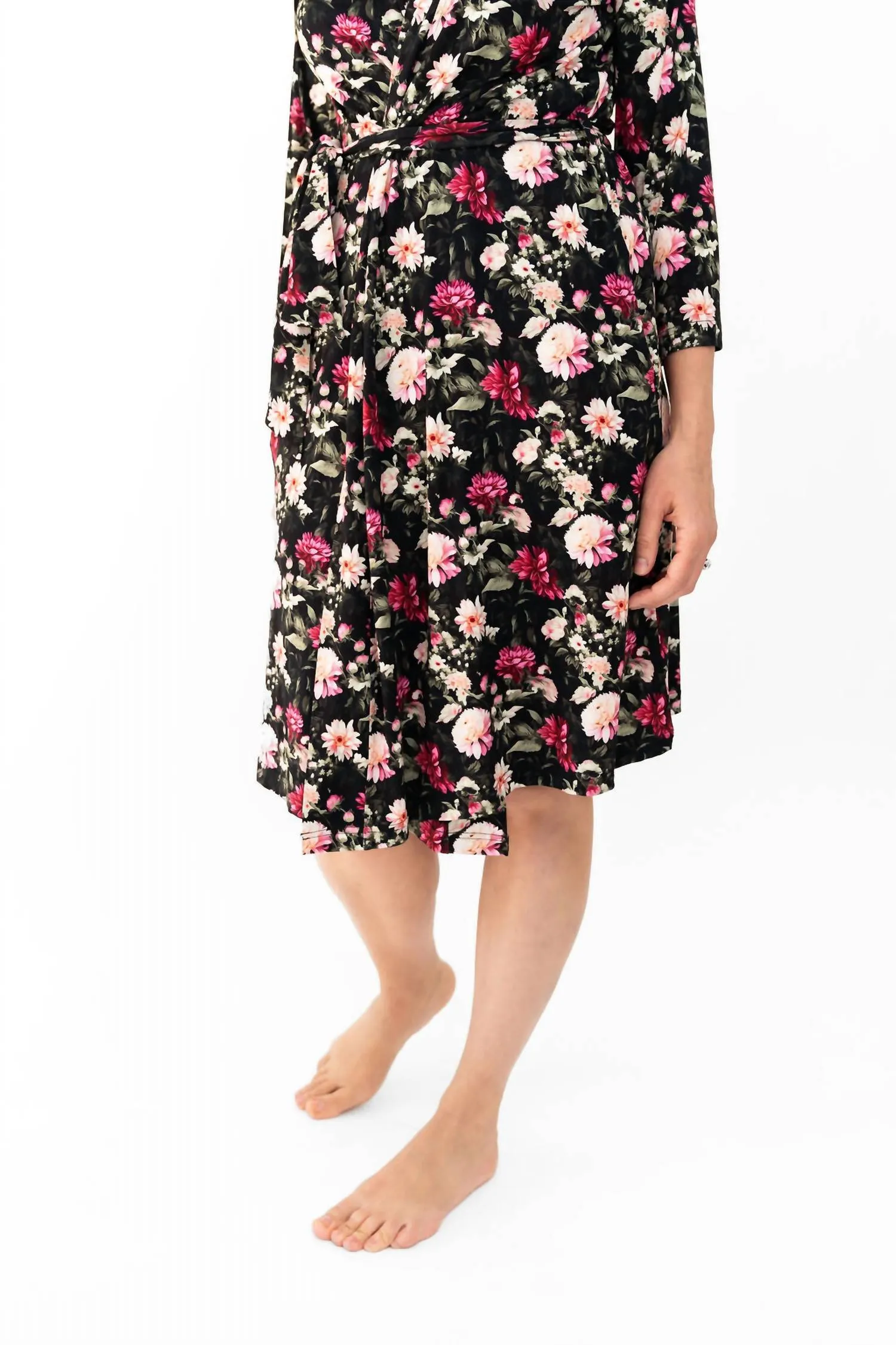 Fallon Bamboo Robe In Floral Multicolor