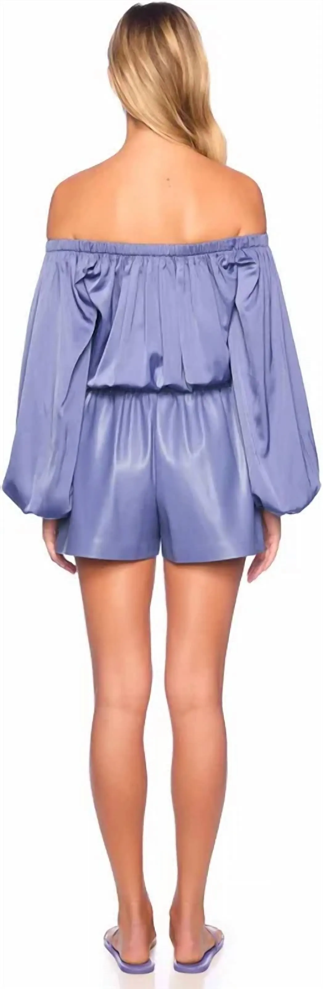 Faux Leather Pleated Shorts In Mediterranean