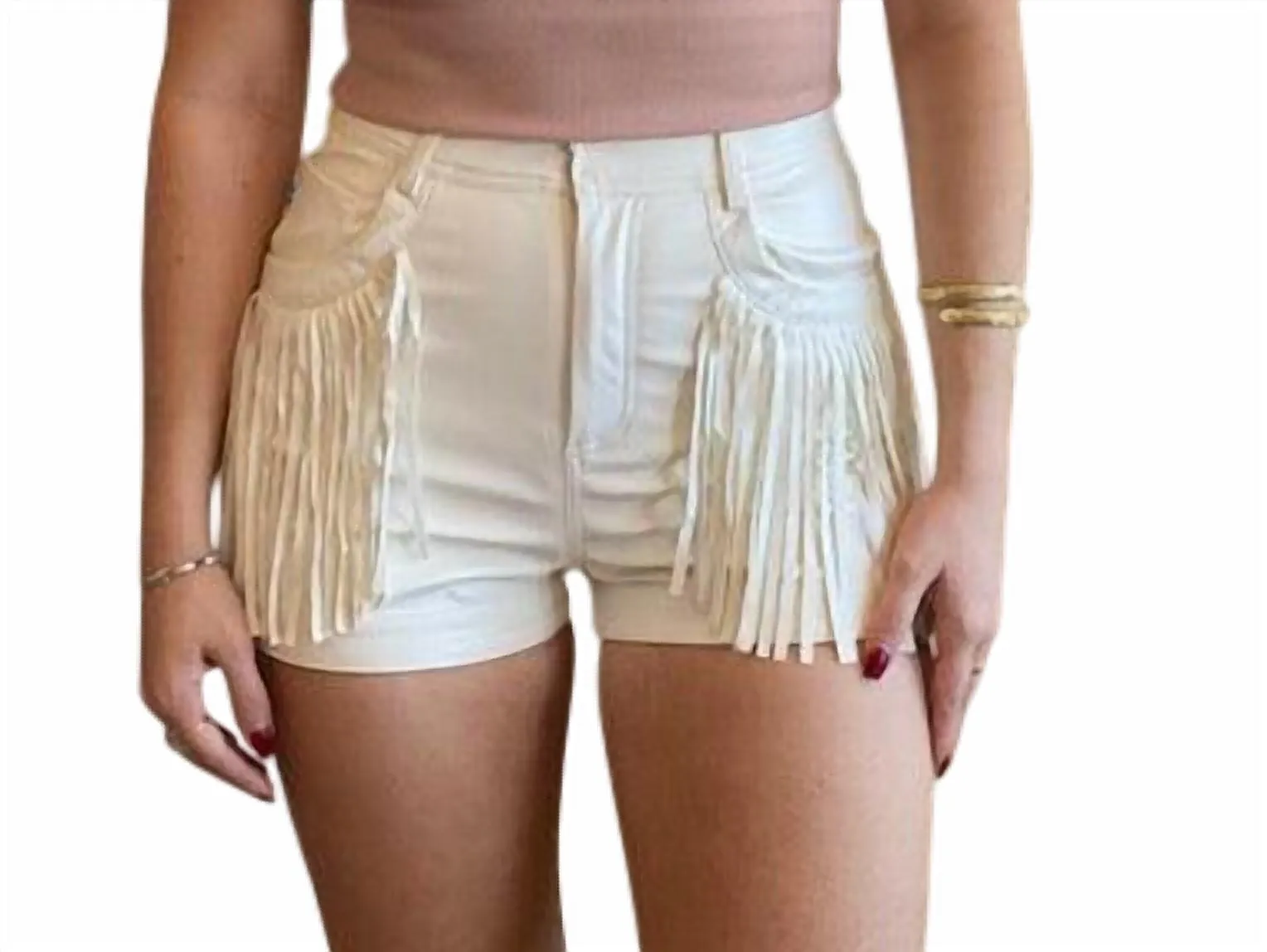 Faux Leather Short In Bone