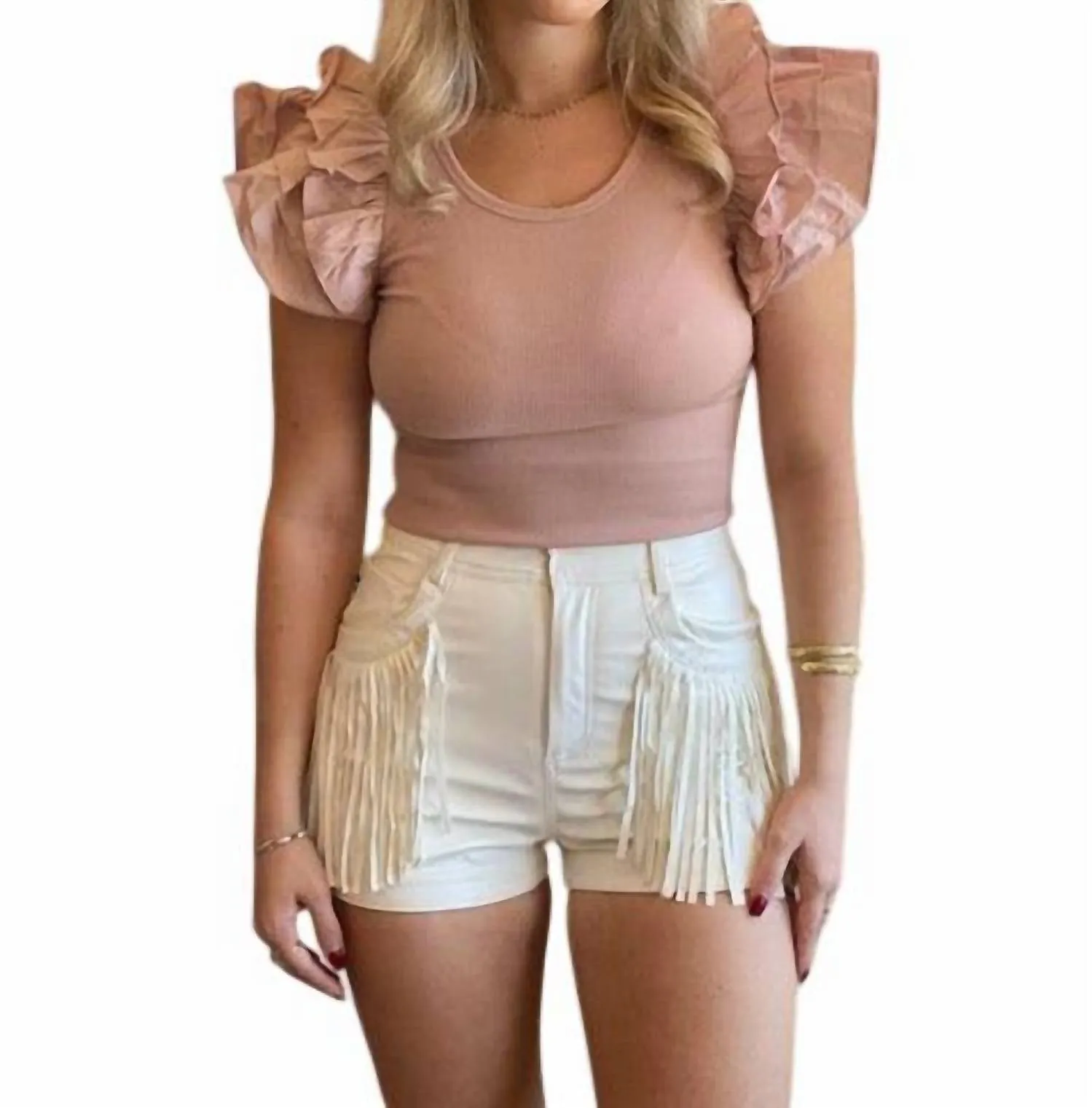 Faux Leather Short In Bone
