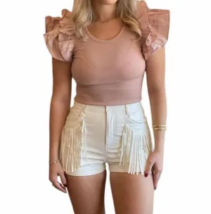 Faux Leather Short In Bone
