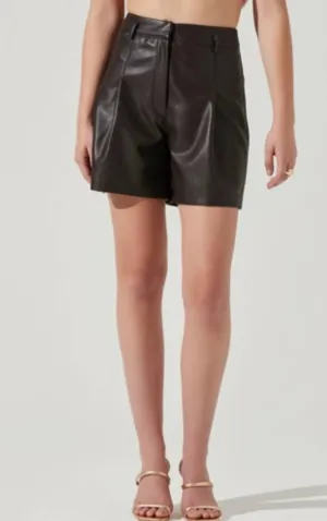 Faux Leather Shorts In Dark Brown