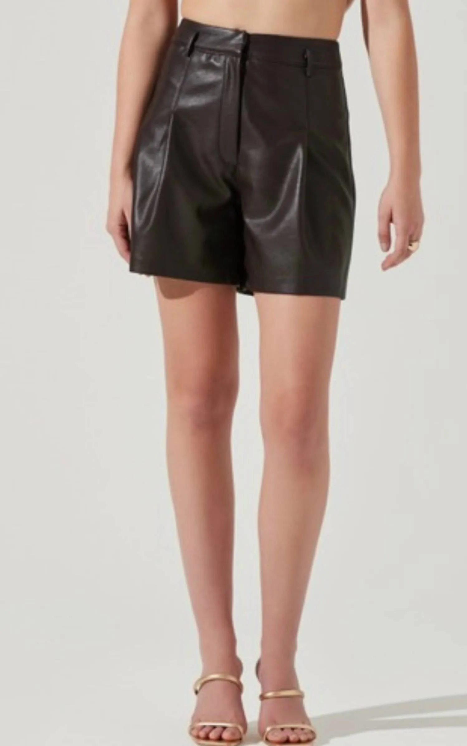 Faux Leather Shorts In Dark Brown