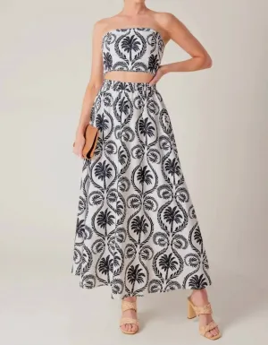 Faye Floral Print Woven Skirt Set In White/black