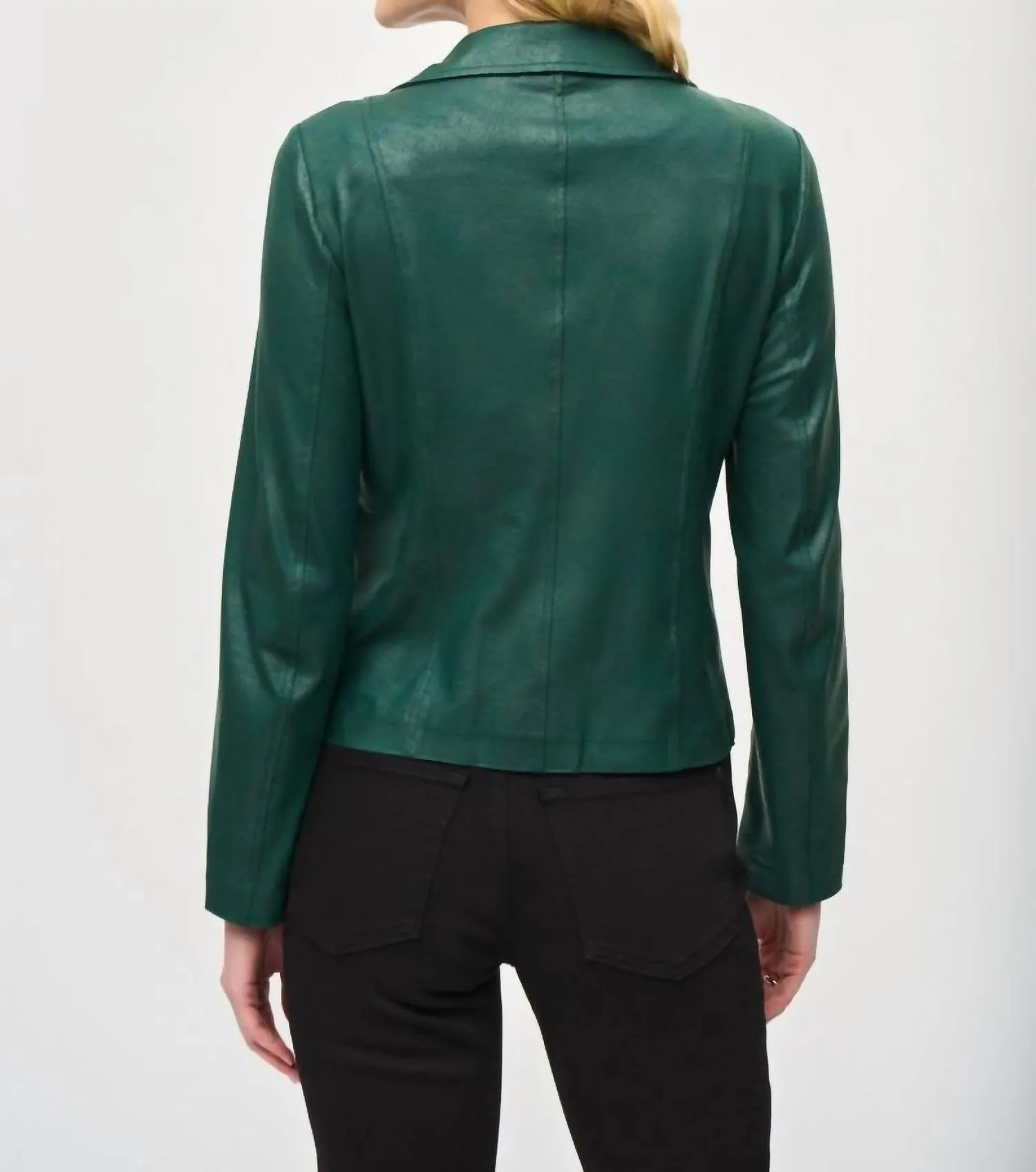 Foiled Faux Suede Jacket In Absolute Green