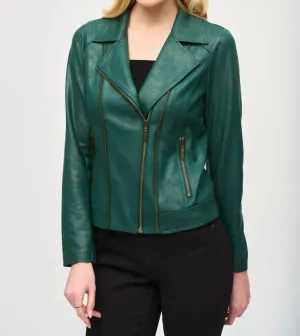Foiled Faux Suede Jacket In Absolute Green