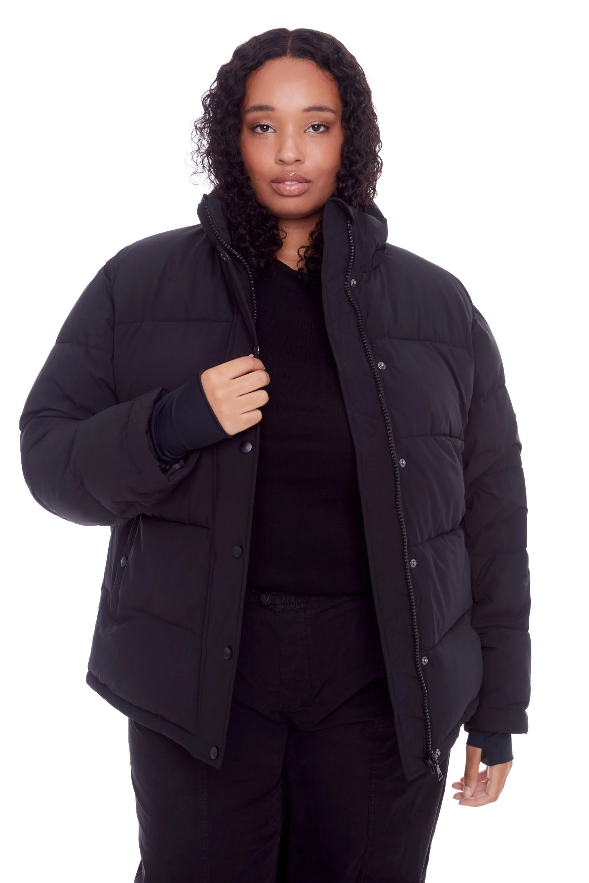FORILLON PLUS | WOMEN'S VEGAN DOWN (RECYCLED) SHORT QUILTED PUFFER JACKET (PLUS SIZE)
