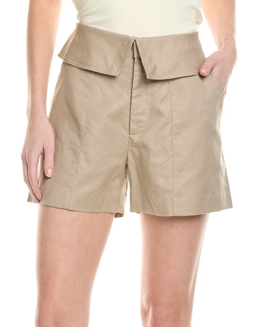 FRAME Foldover Linen-Blend Short