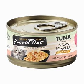 Fussie Cat Black Label Tuna with Prawn in Gravy 80g