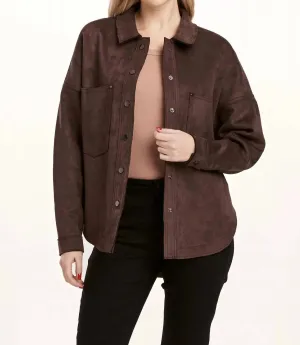Gina Suede Shirt Jacket In Brown