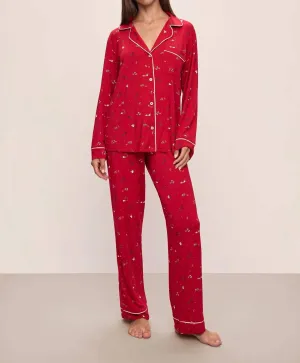 Gisele Printed Long Pj Set In Red