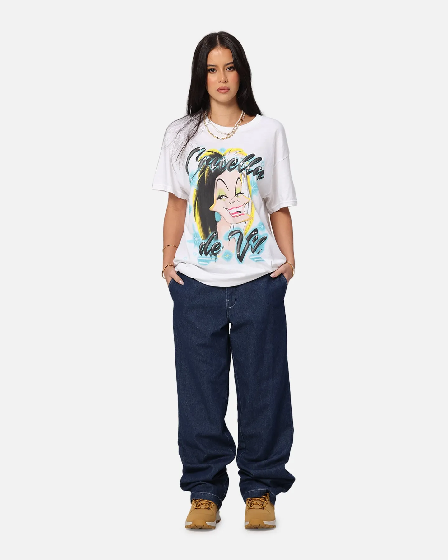 Goat Crew Disney Cruella De Vil Airbrush T-Shirt White