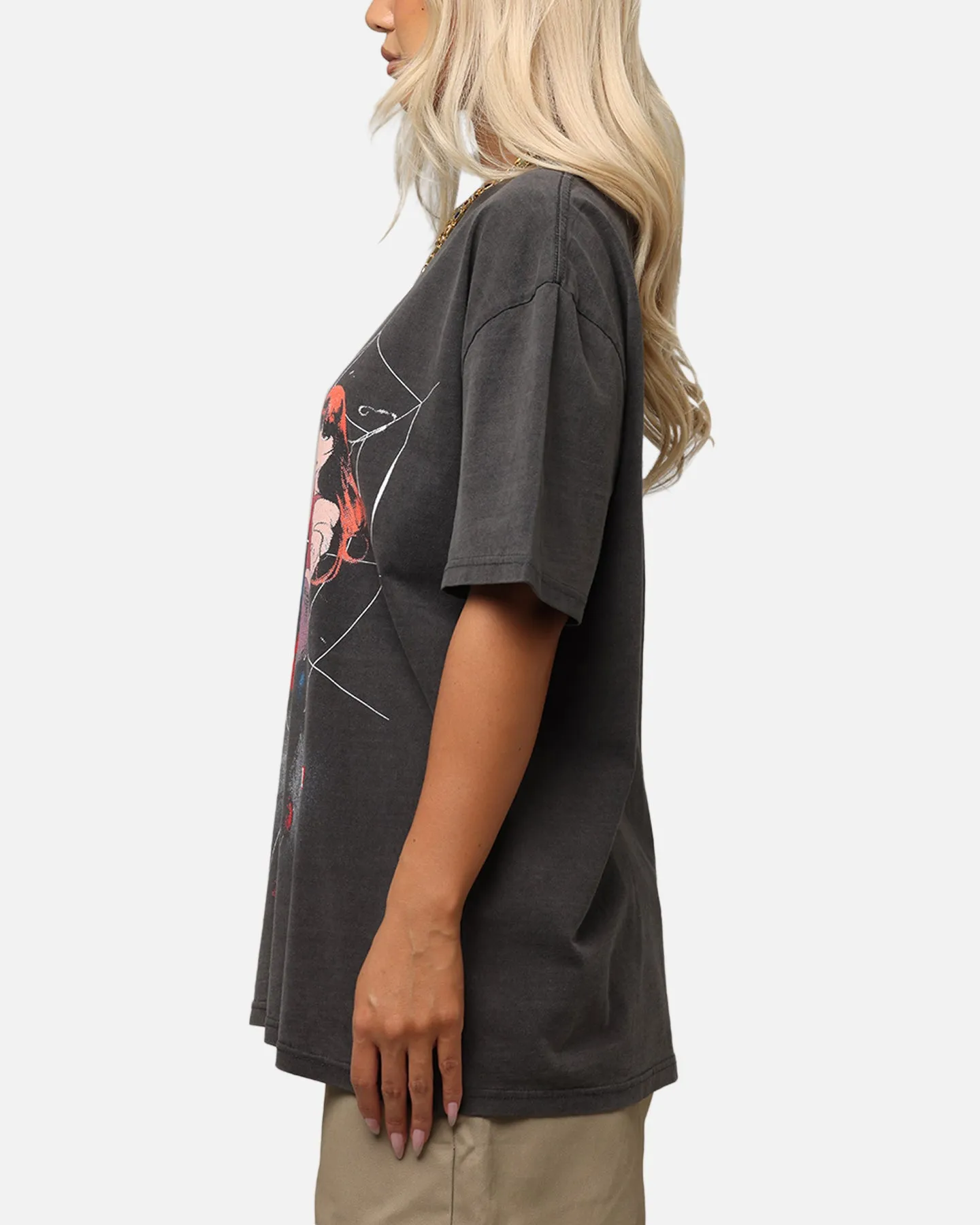 Goat Crew Marvels Spider-Man Peter Parker & MJ Heavy T-Shirt Black Wash
